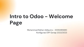 [Odoo 16] Introduction to Odoo - Welcome Page
