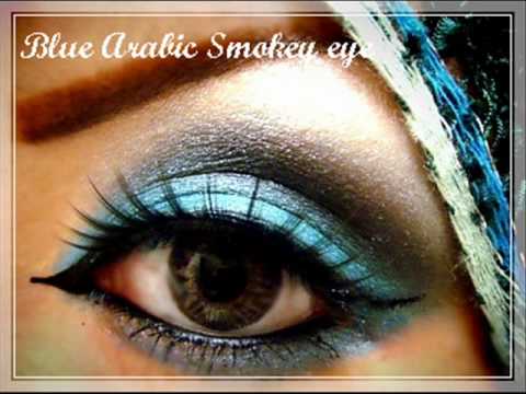 blue smokey eye makeup. Blue Arabic Smokey eye makeup