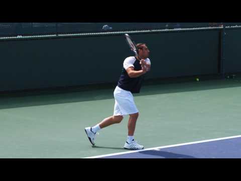 Marcos バグダディス hitting forehands and backhands -- Indian Wells Pt． 04