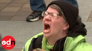 Woman screams as Donald Trump is sworn in as President