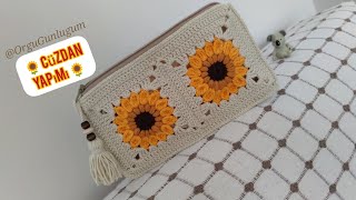 Ayçiçeği İkili Cüzdan Yapımı Moti̇f Çanta Yapımı Crochet Bag Handmade Bag