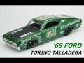 #2-672 "1969 Ford Torino Talladega" vs "1967 Pontiac GTO" vs "Jaguar D-Type" Hot Wheels.wmv