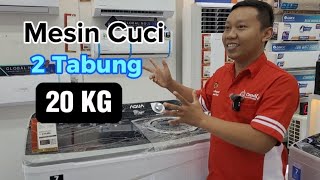 Mesin Cuci 2 Tabung Aqua 20 Kg Qw-2070Ht Terbesar Dikelasnya