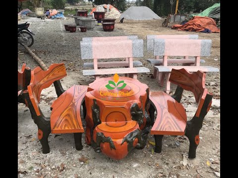 Bàn Ghế Sơn Giả Gỗ | Bàn Ghế Bê Tông Sơn Giả Gỗ | Lương Phúc Phủ Dầy | Hotline:084.722.0096