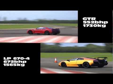 Nissan GTR Black vs Lamborghini Murcielago LP6704 SV On Top Gear Trackmp4
