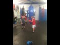 young boxer makes little kid throw his gloves