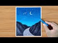 Moonlight scenery drawing with oil pastel - Tutorial #shorts