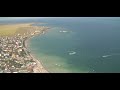 Flying with Cessna 172 over the Black Sea beach Romania