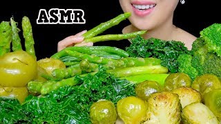 HEALTHY EATING ASMR: GREEN ROASTED VEGGIES PLATTER (TOMATILLOS, ASPARAGUS, KALE)