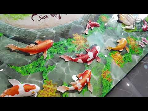 Tranh phù điêu thủy tinh - Cửu ngư quần hội
