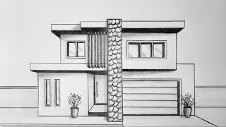 How To Draw House Beautiful House Drawing Ghar Ka Chitra Banaye House Drawing