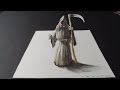 Drawing a 3D Grim Reaper, Trick Art