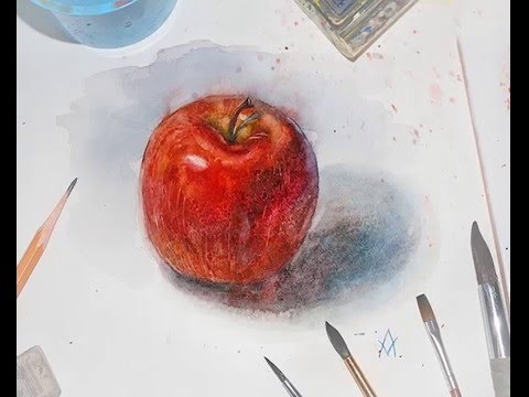 Гуашью поэтапно яблоко Гуашью поэтапно яблоко