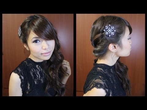 Looped Side Swept Prom Hairstyle for Medium Long Hair Tutorial