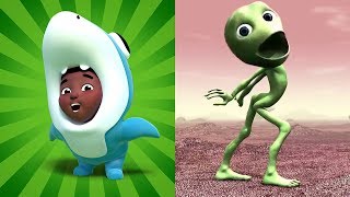 Learn with Funny Alien vs Baby Shark Kids Dance Dame Tu Cosita Challenge Songs For Kids