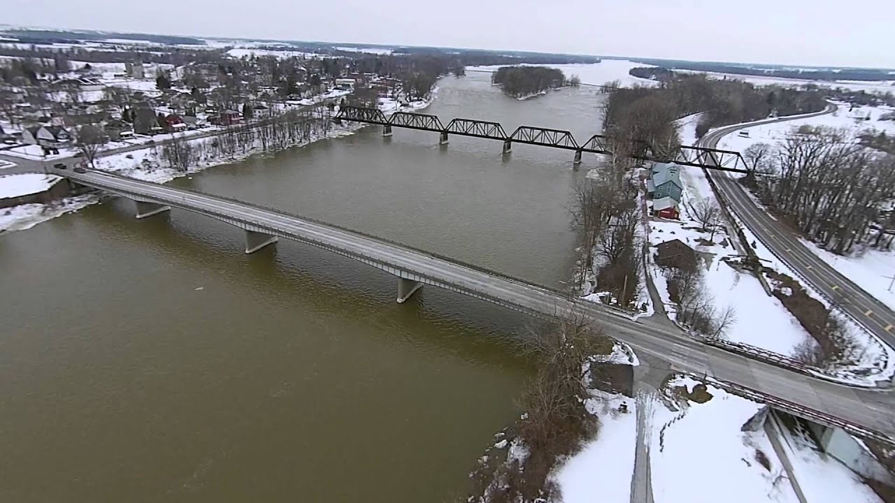 Maumee River at Grand Rapids Ohio on March 1, 2014, Aerial View taken