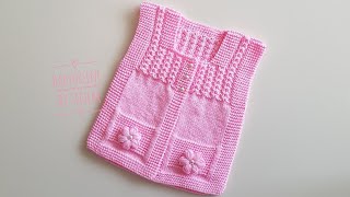 Çitlembik model bebek yeleği yapımı/Üç parça kolay bebek yeleği yapılışı/#knitti