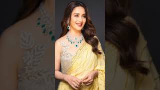 Madhuri Dixit Looks Very Beautiful In Yellow Saree & Jewellery