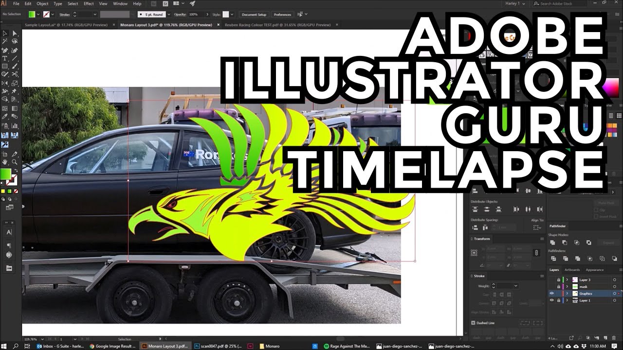 Adobe Illustrator Guru Monaro Race Car Design