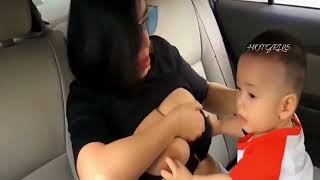 #Day 6 Breastfeeding in car with son  (menyusui anak dalam mobil ) 😘