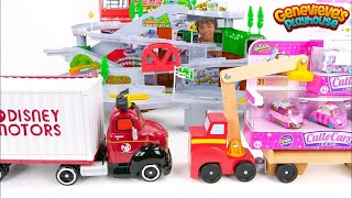 Disney Motors And Shopkins Cars Play On Our Giant Tomica Tracks
