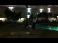 Jumping in the pool with her wedding dress on