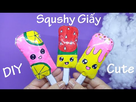 Hướng dẫn làm squishy giấy QUE KEM rất Cute | DIY paper squishy ice cream Cute | Liam Channel