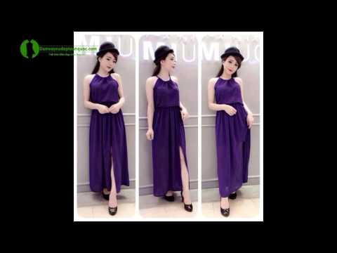 Đầm maxi dạo phố cổ yếm tay ngắn Đầm đẹp