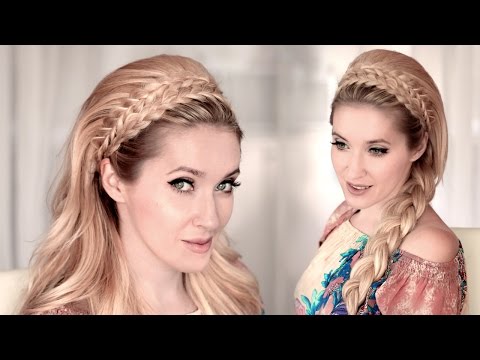 Braided headband hairstyle tutorial for medium/long hair â¤ 60s big teased hair for wedding/prom - YouTube