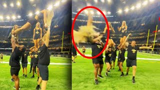 Stunt Gone Wrong Sends New Orleans Saints Cheerleader Flying