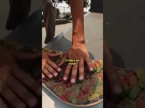 Do GUMMY BEARS make good grip tape!?  #skateboarding #brailleskateboarding #skateboard