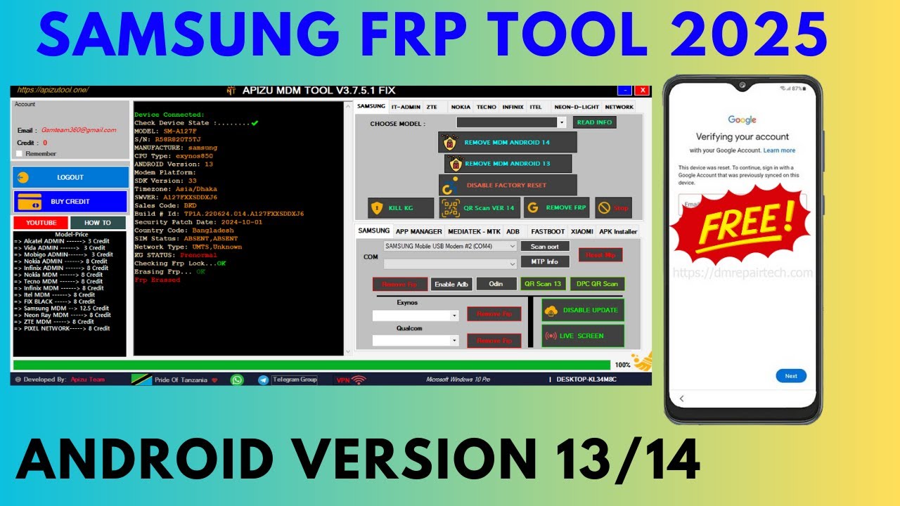 Free Tool All Samsung Frp Remove Tool Android 13/14/ Free Tool All Samsung Frp Remove Tool Android 13/14/