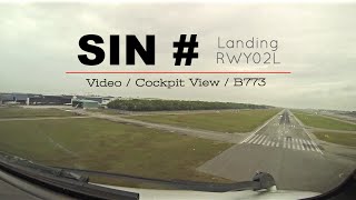 Landing at Singapore Changi Intl airport - RWY02L (SIN-WWSS) Singapore (Cockpit view)