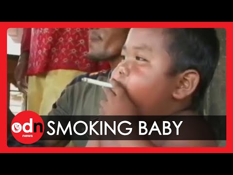 Indonesian baby smokes 40 cigarettes a day