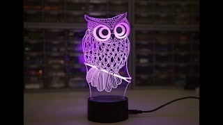 Color Changing OWL 3D LED Lamp // 3D LED Lamp For Christmas