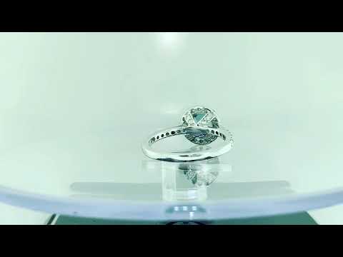 Platinum Aquamarine Engagement Ring, With Diamonds Bridal Ring, 1.40 Carat Wedding Ring, Certified Halo Pave Handmade Platinum Aquamarine Engagement Ring, With Diamonds Bridal Ring, 1.40 Carat Wedding Ring, Certified Halo Pave Handmade