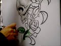 ghost-airbrush skull flower