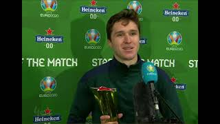 English interview pitchside with Italy's Federico Chiesa after the win over Spai