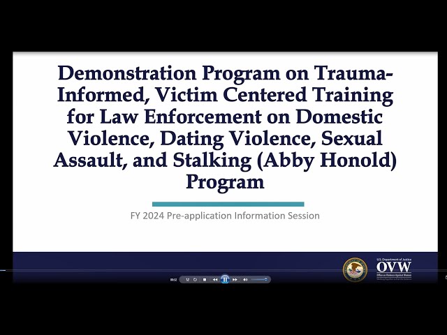 Watch OVW Fiscal Year 2024 Abby Honold Program Pre-Application Information Session on YouTube.