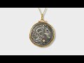 Alexander the Great, Large Pendant, Tetradrachm Coin Replica 24K Gold, Silver & 0.01ct Diamonds