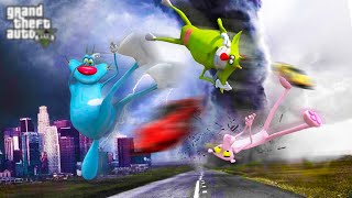 Gta 5 Fighting Tornado With Oggy & Jack,Pinkpanthergone Wrong