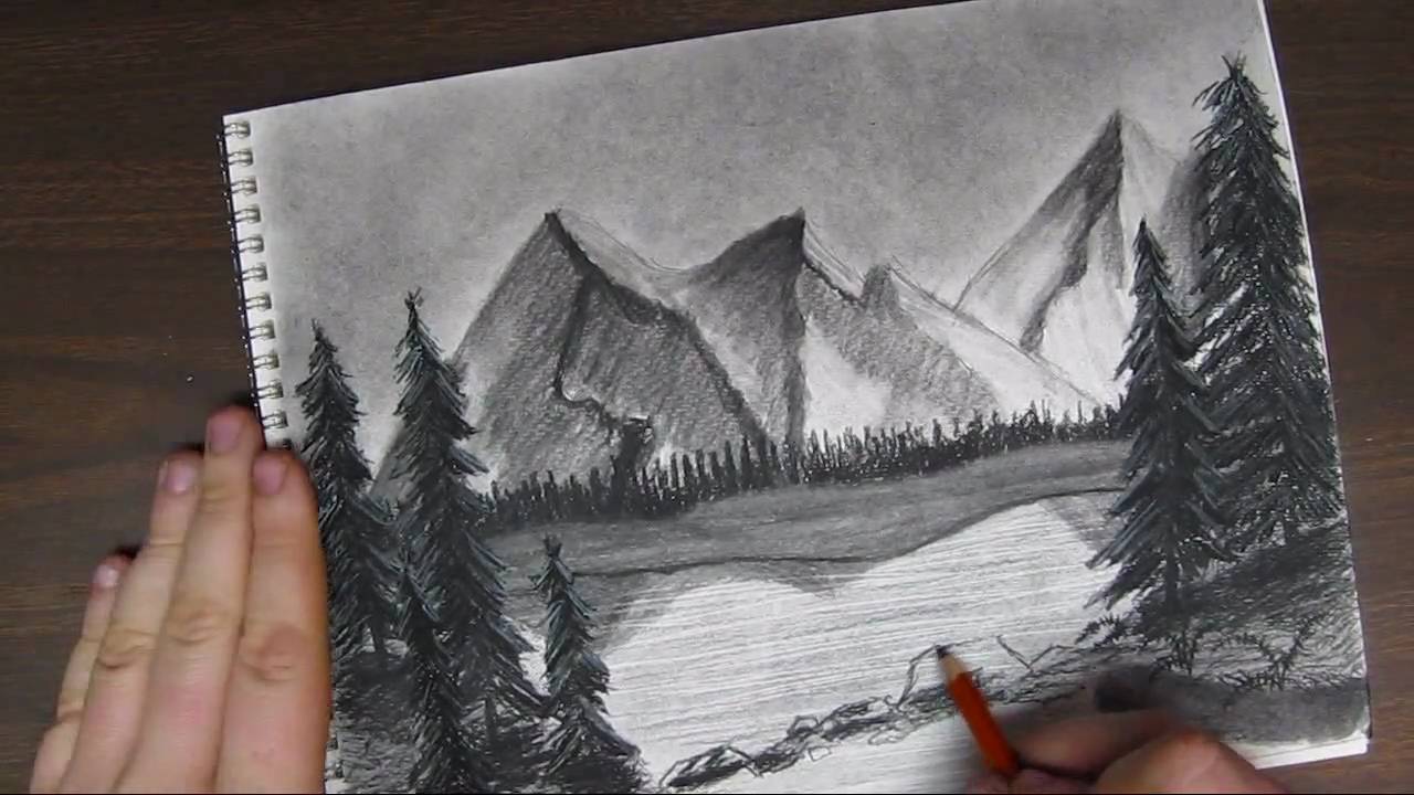 How to Draw a Mountain Landscpape tutorial Pt 3 of 3 - YouTube