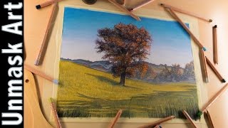 Beautiful Fall Landscape | Colored Pencil Drawing Time Lapse