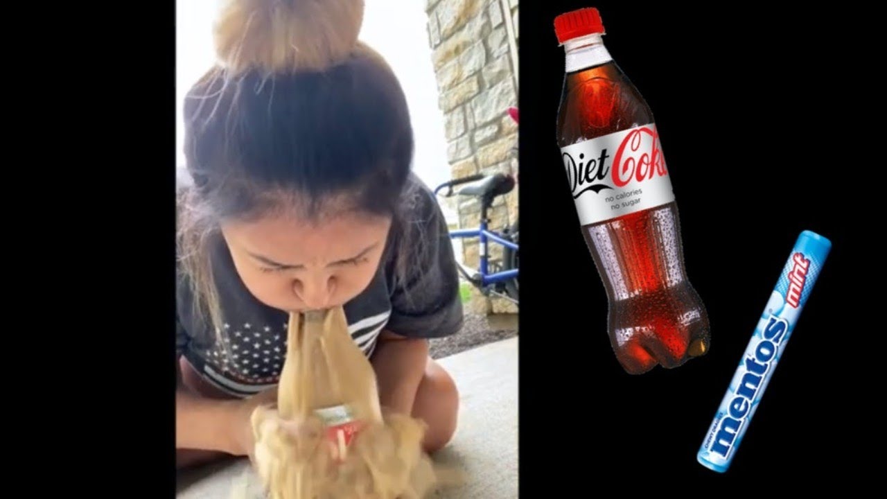 Bloating cute belly with coke mentos