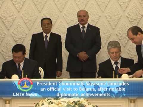 Lao News on LNTV- President Choummaly Sayasone concludes an official visit to Belarus,8-7-2013