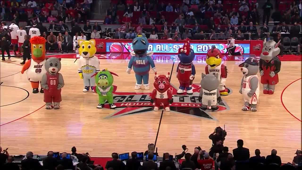 NBA Mascots Inflatables dancing at 2013 NBA All-Star Game