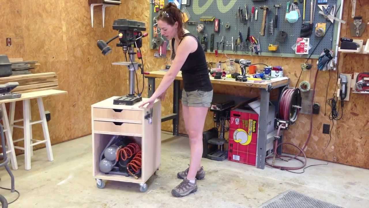 DIY Rolling Drill Press Stand - YouTube