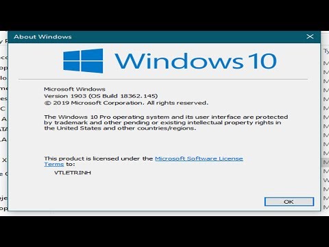 Update WINDOWS 10PRO version 1903 (OS Build 18362.145) 07/06/2019