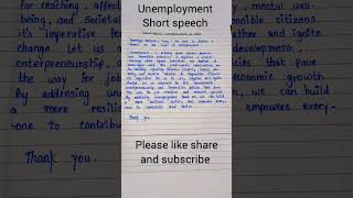 Unemployment Short Speech English Writing