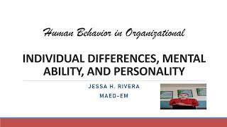 Individual Differences, Mental Ability, And Personality
